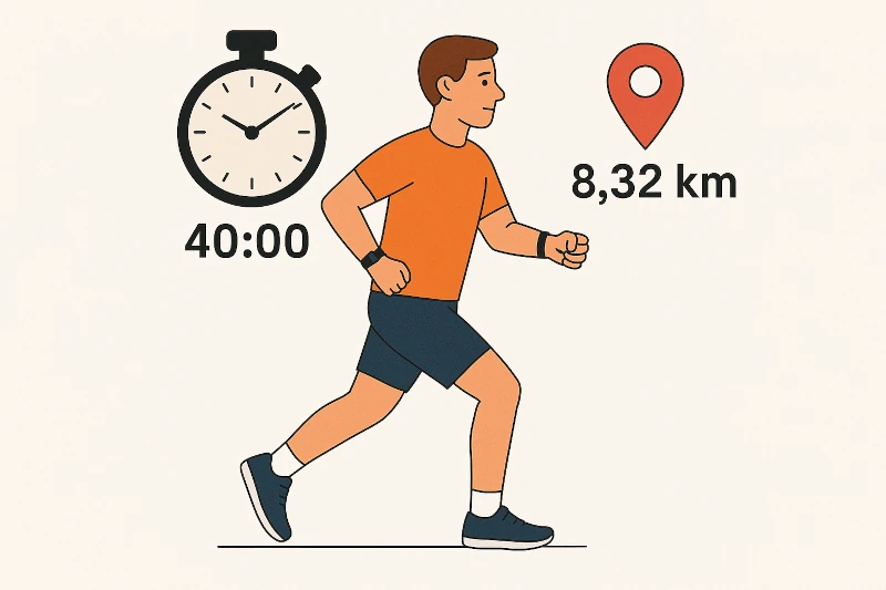 han är klar med MAF-testet, sprang 8,32 km på 40 minuter